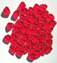 50 10x8mm Transparent Red Leaf Beads